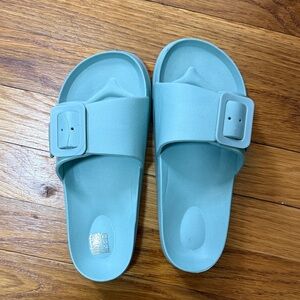 NWOT Aquamarine Slide Sandals with Buckle